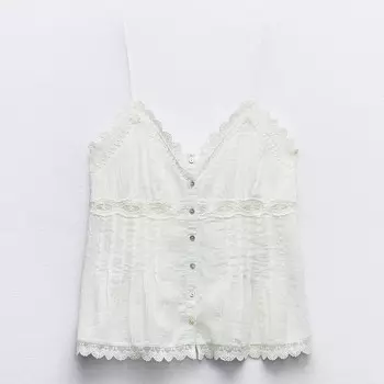 Топ Zara Embroidered, белый