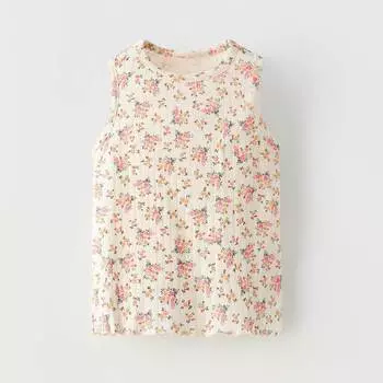 Топ Zara Floral Open-knit, бежевый