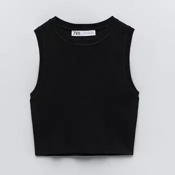 Топ Zara Knit Crop, черный