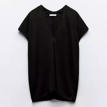 Топ Zara Knit V-neck, черный