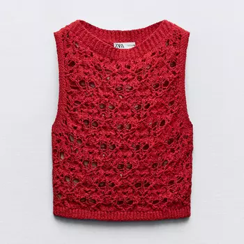 Топ Zara Open Knit, красный