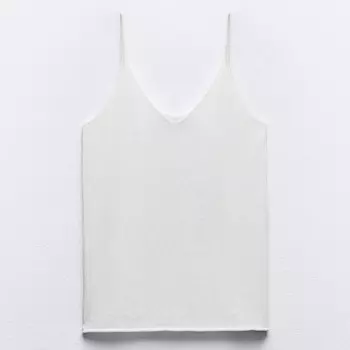 Топ Zara Plain Strappy Knit, белый