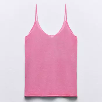 Топ Zara Plain Strappy Knit, розовый