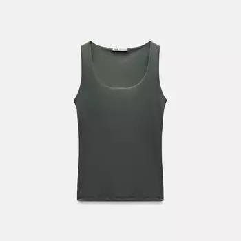 Топ Zara Polyamide With Wide Straps, темно-зеленый