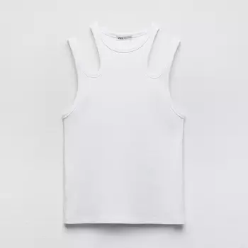 Топ Zara Ribbed Cut-out, белый