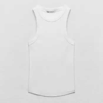 Топ Zara Ribbed Faded, белый