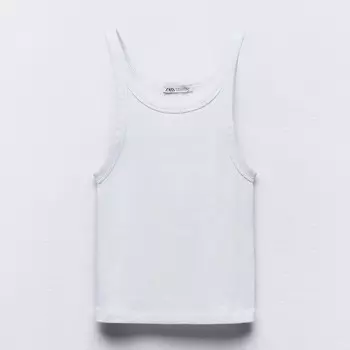 Топ Zara Ribbed Halter, белый