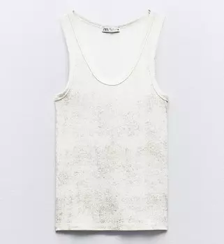 Топ Zara Ribbed Metallic, золотистый