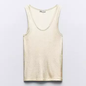 Топ Zara Ribbed Metallic, золотой