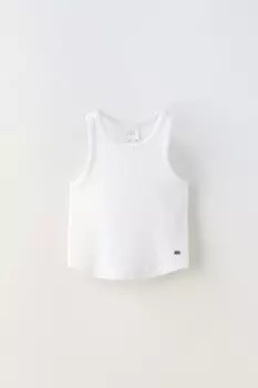 Топ Zara Ribbed Racerback, белый