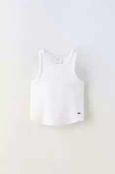 Топ Zara Ribbed Racerback, белый