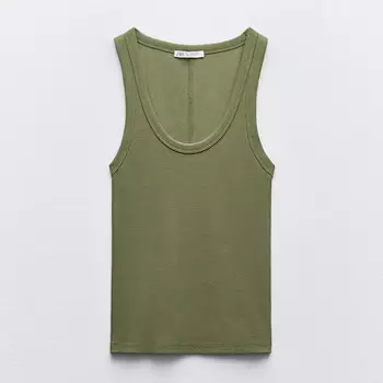 Топ Zara Ribbed Vest, хаки