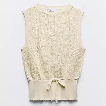 Топ Zara Romantic Knit, экрю