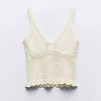 Топ Zara Romantic Knit, светло-бежевый