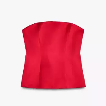 Топ Zara Satin Off-the-shoulder, красный