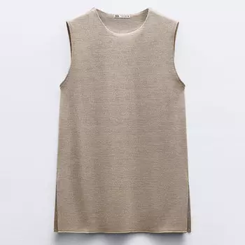 Топ Zara Sleeveless Soft, бежевый