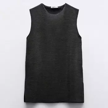 Топ Zara Sleeveless Soft, угольно-серый