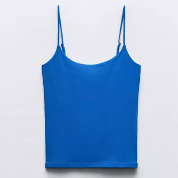 Топ Zara Strappy Cotton, синий