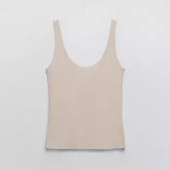 Топ Zara Strappy Tulle Vest, бежевый