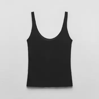 Топ Zara Strappy Tulle Vest, черный