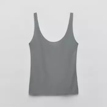 Топ Zara Strappy Tulle Vest, серый