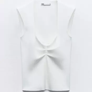 Топ Zara Stretch Knit, белый