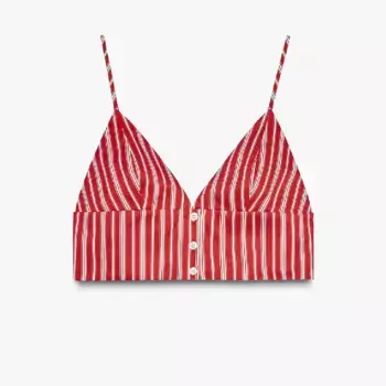 Топ Zara Striped Crop, красный/белый
