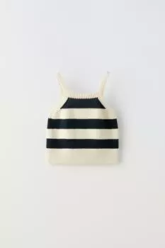 Топ Zara Striped Knit, светло-бежевый