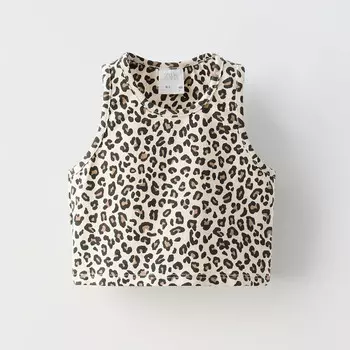 Топ Zara Summer Camp Animal Print, мультиколор