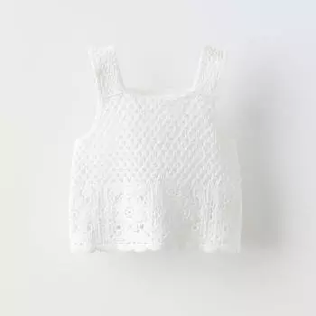 Топ Zara Summer Camp Crochet Knit, белый