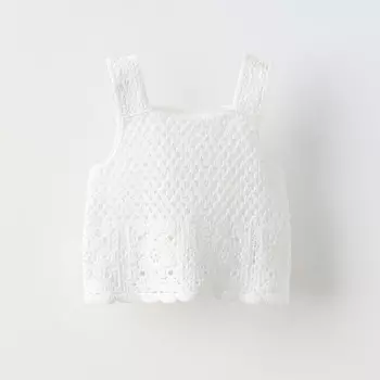 Топ Zara Summer Camp Crochet Knit, белый