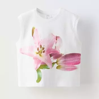 Топ Zara Summer Camp Floral Print, белый