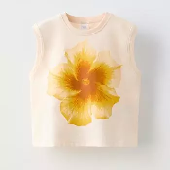 Топ Zara Summer Camp Floral Print, бежевый