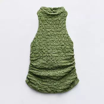 Топ Zara Textured Halter, зеленый