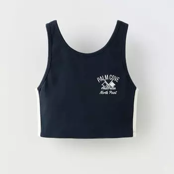 Топ Zara Varsity Slogan, темно-синий