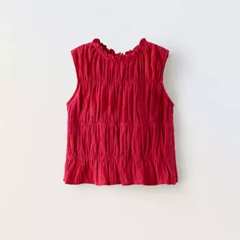 Топ Zara With Elastic Trims, малиновый
