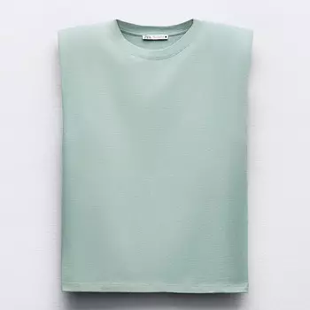 Топ Zara With Shoulder Pads, светло-зеленый