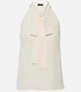 Топ zelie из шелкового крепдешина с воротником-халтером Nili Lotan, белый