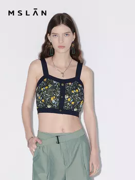 Топ жаккардовый MSlan короткий, темно-синий