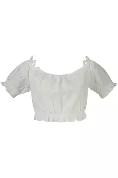 Топ женский Guess Jeans хлопковый короткий с вырезом, белый