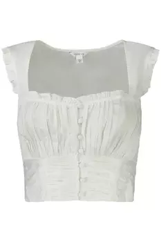 Топ женский Guess Jeans короткий на пуговицах, белый