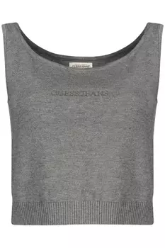 Топ женский Guess Jeans вязаный с логотипом, серый