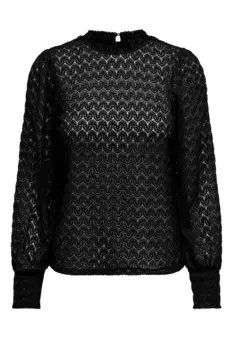 Топ женский Jacqueline de Yong ажурный с длинным рукавом, черный