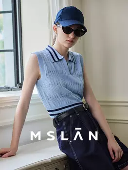 Топ женский Mslan дышащий с воротником-поло, синий