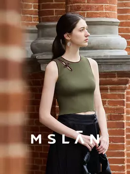 Топ женский MSlan с разрезом, темно-зеленый
