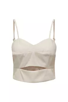 Топ женский ONLY на бретелях с разрезом, бежевый