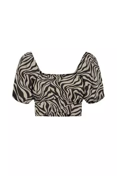 Топ женский ONLY с принтом зебры, черно-бежевый