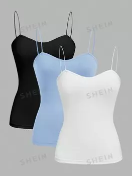 Топ женский Shein Ezwear облегающий, 3 штуки