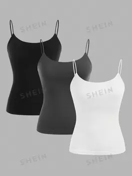 Топ женский Shein Ezwear облегающий, 3 штуки