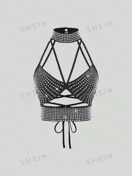 Топ женский Shein Icon с открытой спиной, черный